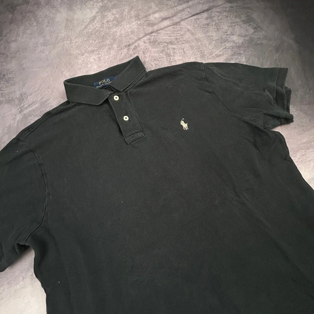 Polo Ralph Lauren Mens Custom Slim Fit Polo Shirt Black Large Short Sleeve 0818